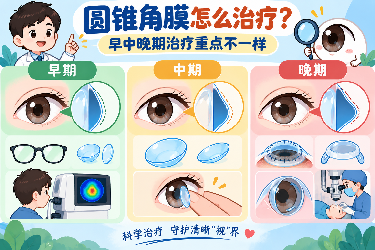 圆锥角膜怎么治疗？早中晚期治疗重点不一样